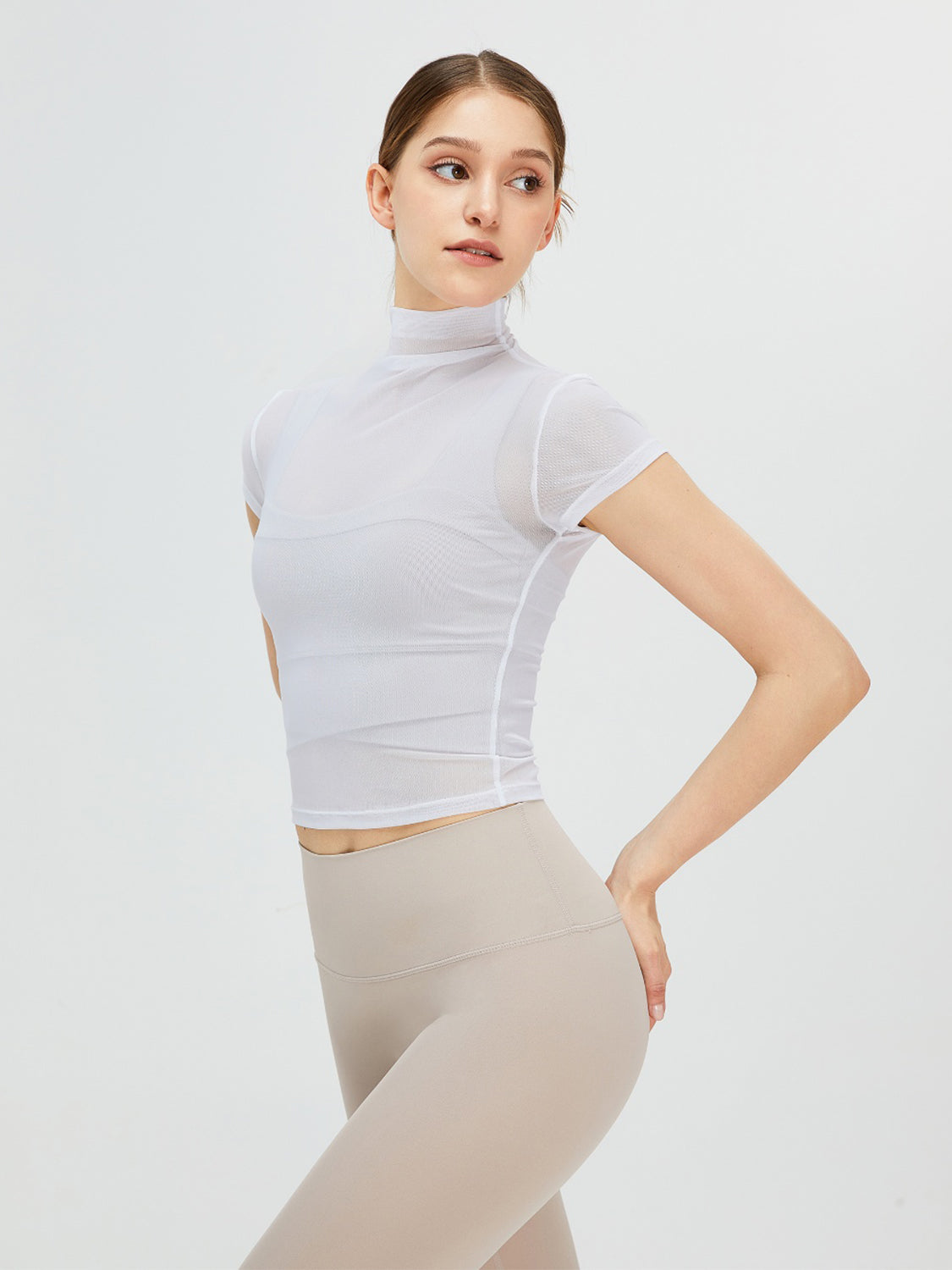 Turtleneck Cap Sleeve Active T-Shirt