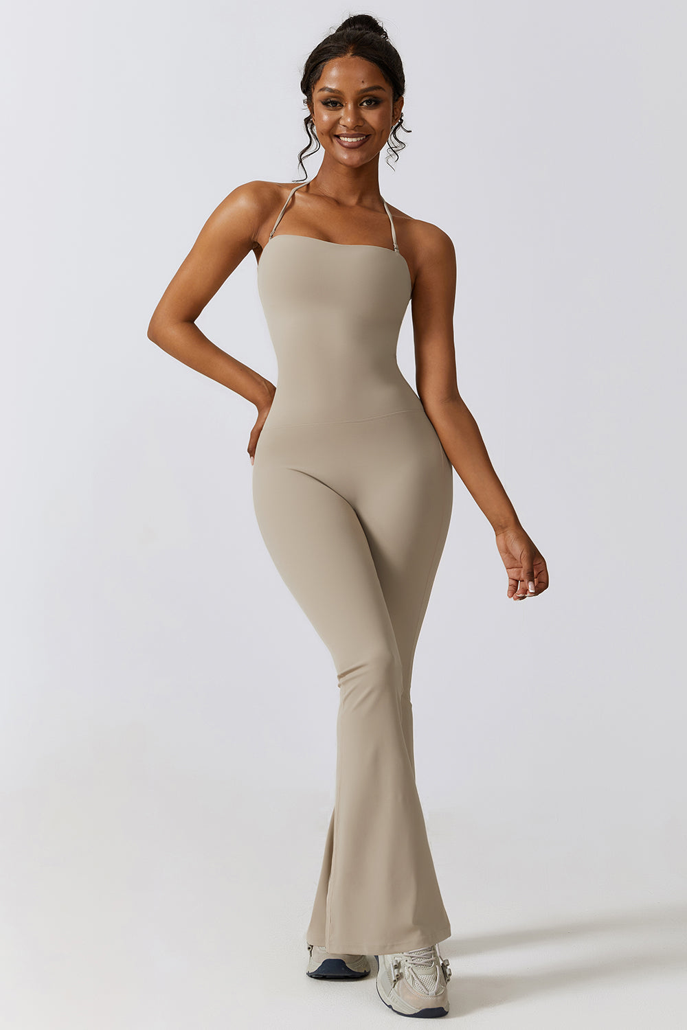 Halter Neck Flare Sport Jumpsuit