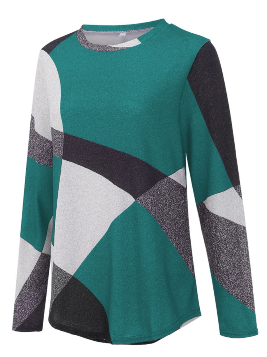 Geometric Round Neck Long Sleeve T-Shirt